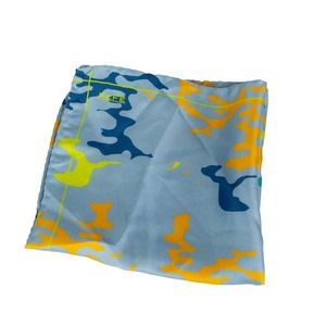 FEFE SKY BLUE & MILITARY PRINT PAISLEY POCKET SQUARE | MENS SIZE 30CM